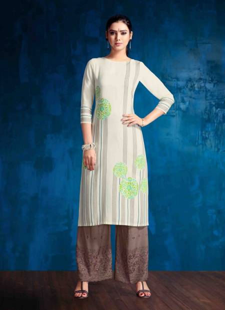 Off White Colour Ethnic Wear Rayon Printed Latest Designer Kurti Collection Delight-3